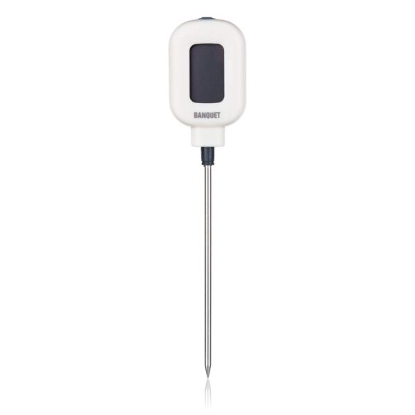BANQUET Teploměr kuchyňský digitální CULINARIA Teploměr kuchyňský digitální CULINARIA je velmi praktický pomocník do kuchyně. Celková délka výrobku je 18 cm. Napájení baterií 1 x CR2032  (baterie není součástí položky). Kuchyňský digitální teploměr má dlouhou nerezovou sondu s čidlem