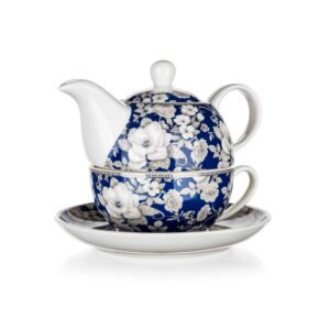 BANQUET ¬ajov  sada FLOWER 400 + 220 ml ¬ajov  sada FLOWER je vyrobena z keramiky v bˇl‚ glazuýe s dekorem kvŘtin. Objem konvice je 400 ml a objem ç lku 220 ml. Konvici se ç lkem je mo§n‚ mět v myźce na n dobˇ