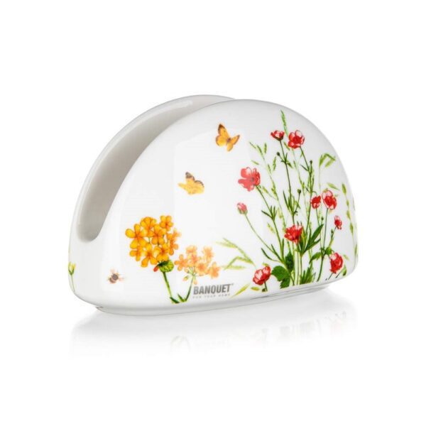 BANQUET Stoj nek na ubrousky MEADOW 12 cm Stoj nek na ubrousky MEADOW s kr sněm kvŘtinověm vzorem o d‚lce  12 cm se hodˇ na st…l pro vçednˇ a sv teźnˇ pýˇle§itosti. Stoj nek na ubrousky je vhodně pro ruźnˇ mytˇ. S tˇmto dekorem si m…§ete zakoupit i dalçˇ produkty a vytvoýit si tak kr snou servˇrovacˇ sadu.