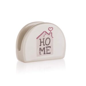 BANQUET Stojánek na ubrousky HOME Coll. 10 cm Stojánek na ubrousky v bílé a bordó barvě s dekorem HOME vyrobený z keramiky. Lze použít do myčky na nádobí