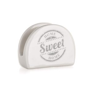BANQUET Stojánek na ubrousky SWEET HOME 10 cm Stojánek na ubrousky v bílé a šedé barvě s dekorem SWEET HOME vyrobený z keramiky. Lze použít do myčky na nádobí