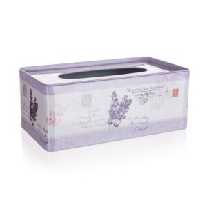 HOME DECOR Krabička na papírové kapesníky plechová LAVENDER 24 x 13 x 9