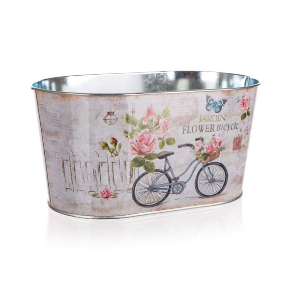 HOME DECOR Květináč plechový oválný BICYCLE 22