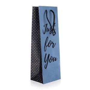 HOME DECOR Taška dárková na láhev JUST FOR YOU BLUE 12 x 35 x 9 cm Taška dárková na láhev s dekorem JUST FOR YOU BLUE