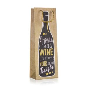 HOME DECOR Taška dárková WINE 12 x 35 x 9 cm Taška dárková na láhev s dekorem