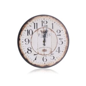 HOME DECOR Hodiny nástěnné PARIS 34 cm Nástěnné kulaté hodiny PARIS s celoplošným dekorem o průměru 34 cm. Hodinový strojek je napájen jedním kusem baterie AA (není součastí balení). Produkt je ideální dekorací do vašeho bytu nebo stylové kuchyně.