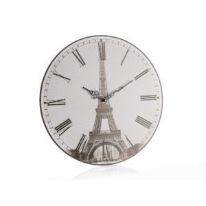 HOME DECOR Hodiny nástěnné TOWER 34 cm Nástěnné kulaté hodiny TOWER s celoplošným dekorem o průměru 34 cm. Hodinový strojek je napájen jedním kusem baterie AA (není součastí balení). Produkt je ideální dekorací do vašeho bytu nebo stylové kuchyně.