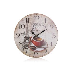 HOME DECOR Hodiny nástěnné CAFE PARIS 34 cm Nástěnné kulaté hodiny CAFE PARIS o průměru 34 cm s celoplošným dekorem jsou skvělý pomocník do domácnosti