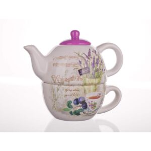 BANQUET Konvička keramická se šálkem LAVENDER